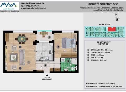 2 camere maMaia Sat Nord cu vedere la Mare Discount 16.000 Euro