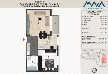 2 camere, Finisaje Premium, Central, Langa padure, Capitan Cutui, Pitesti