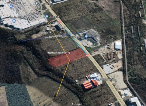 Teren in zona comerciala | Vama Pitesti |  S: 12.000 mp | Deschidere 65m | Autostrada