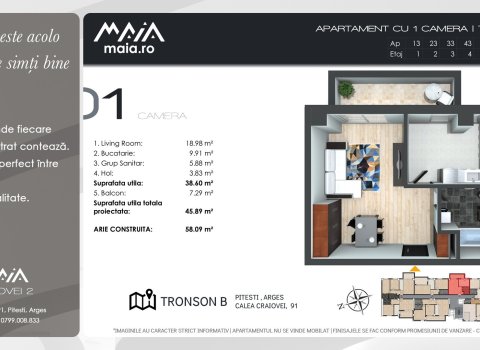 2.	Studio Modern Pitesti | Zona Craiovei | Constructie Noua